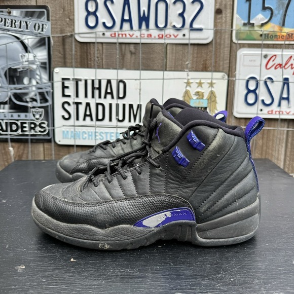 Nike Air Jordan 12 XII Retro Black Dark Concord DH0905-005 Youth Size 6,5Y - Picture 1 of 9